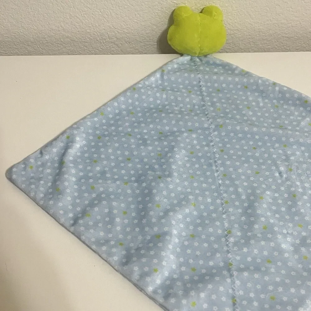 Precious Firsts by Carter's Frog Security Blanket Lovey Rattle Green Blue Floral